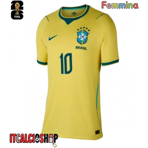 Brasile Neymar Jr #10 Prima Maglia Femmina Mondiali 2026 Manica Corta